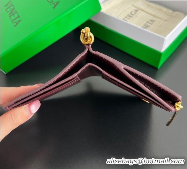 Best Product Bottega Veneta Solstice Small Bi-Fold Wallet in Intrecciato Leather 788055 Barolo Red 2025