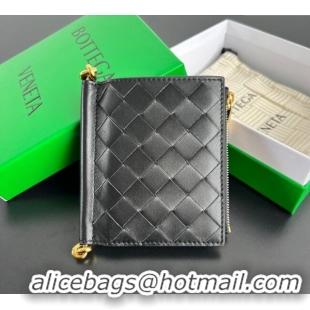 Spot Bulk Bottega Veneta Solstice Small Bi-Fold Wallet in Intrecciato Leather 788055 Black 2025