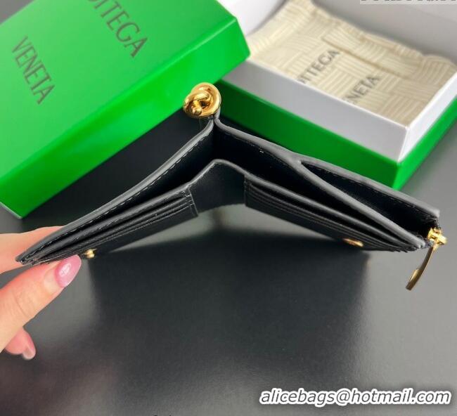 Spot Bulk Bottega Veneta Solstice Small Bi-Fold Wallet in Intrecciato Leather 788055 Black 2025