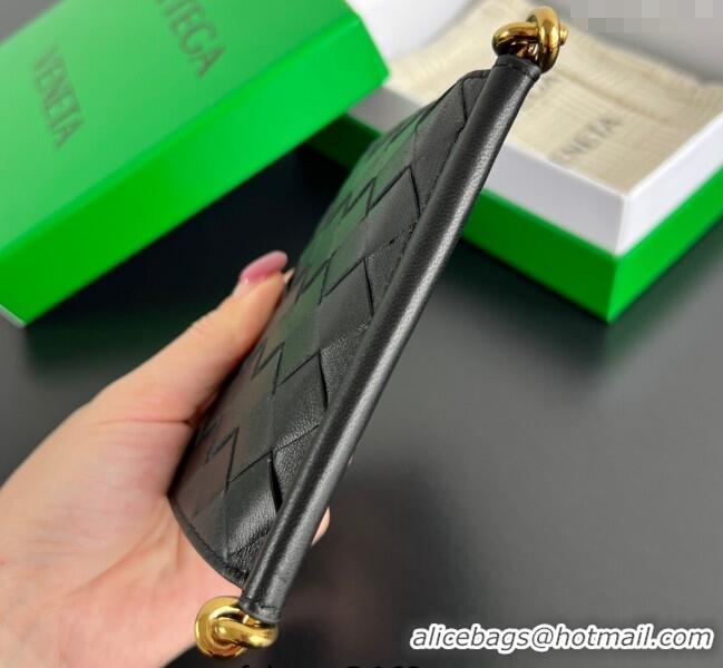 Spot Bulk Bottega Veneta Solstice Small Bi-Fold Wallet in Intrecciato Leather 788055 Black 2025