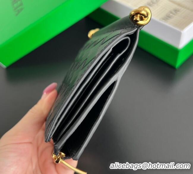 Spot Bulk Bottega Veneta Solstice Small Bi-Fold Wallet in Intrecciato Leather 788055 Black 2025