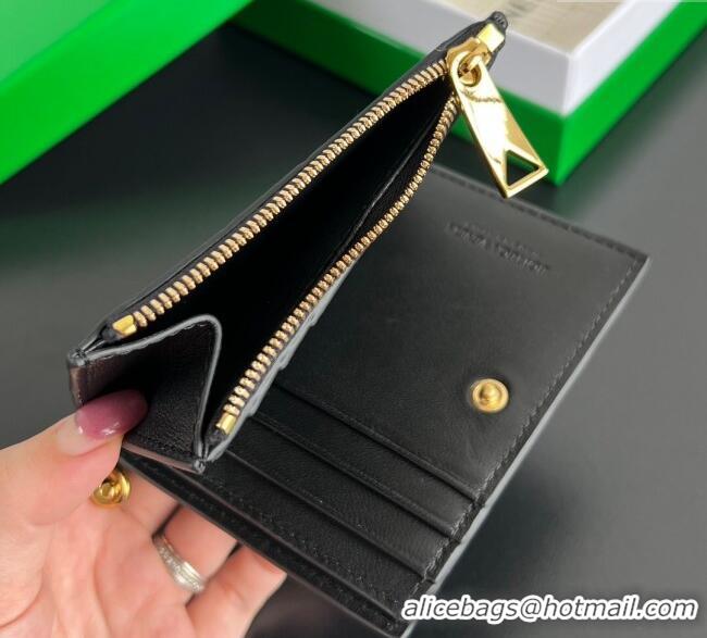 Spot Bulk Bottega Veneta Solstice Small Bi-Fold Wallet in Intrecciato Leather 788055 Black 2025