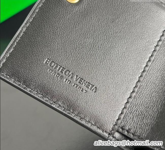 Spot Bulk Bottega Veneta Solstice Small Bi-Fold Wallet in Intrecciato Leather 788055 Black 2025