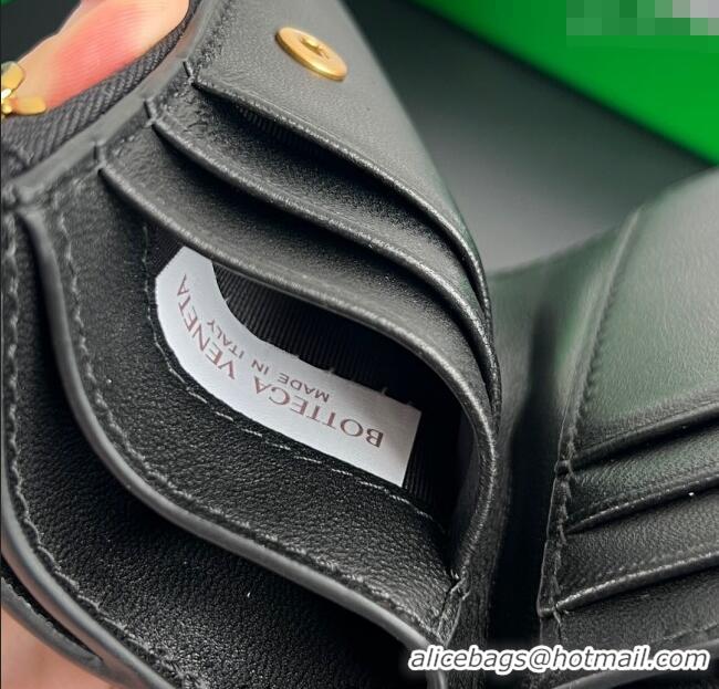 Spot Bulk Bottega Veneta Solstice Small Bi-Fold Wallet in Intrecciato Leather 788055 Black 2025