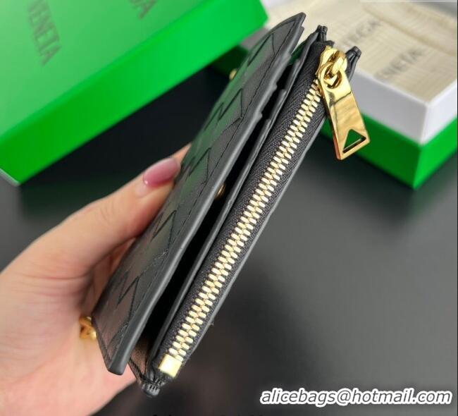 Spot Bulk Bottega Veneta Solstice Small Bi-Fold Wallet in Intrecciato Leather 788055 Black 2025