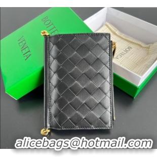 Modern Classic Bottega Veneta Solstice Medium Bi-Fold Wallet in Intrecciato Leather 806078 Black 2025