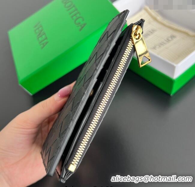 Modern Classic Bottega Veneta Solstice Medium Bi-Fold Wallet in Intrecciato Leather 806078 Black 2025