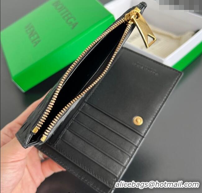 Modern Classic Bottega Veneta Solstice Medium Bi-Fold Wallet in Intrecciato Leather 806078 Black 2025