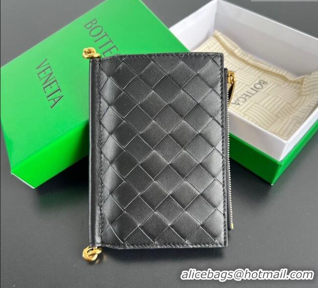Modern Classic Bottega Veneta Solstice Medium Bi-Fold Wallet in Intrecciato Leather 806078 Black 2025