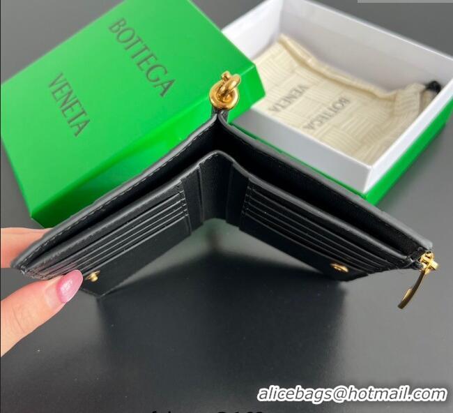 Modern Classic Bottega Veneta Solstice Medium Bi-Fold Wallet in Intrecciato Leather 806078 Black 2025