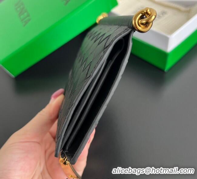Modern Classic Bottega Veneta Solstice Medium Bi-Fold Wallet in Intrecciato Leather 806078 Black 2025