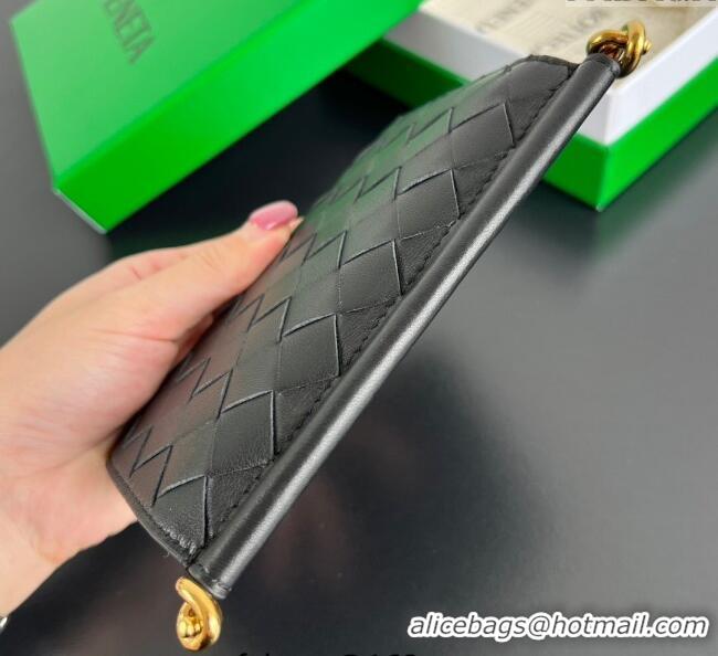 Modern Classic Bottega Veneta Solstice Medium Bi-Fold Wallet in Intrecciato Leather 806078 Black 2025