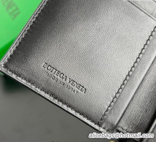 Modern Classic Bottega Veneta Solstice Medium Bi-Fold Wallet in Intrecciato Leather 806078 Black 2025