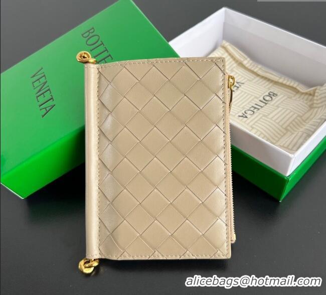 Inexpensive Bottega Veneta Solstice Medium Bi-Fold Wallet in Intrecciato Leather 806078 Beige 2025