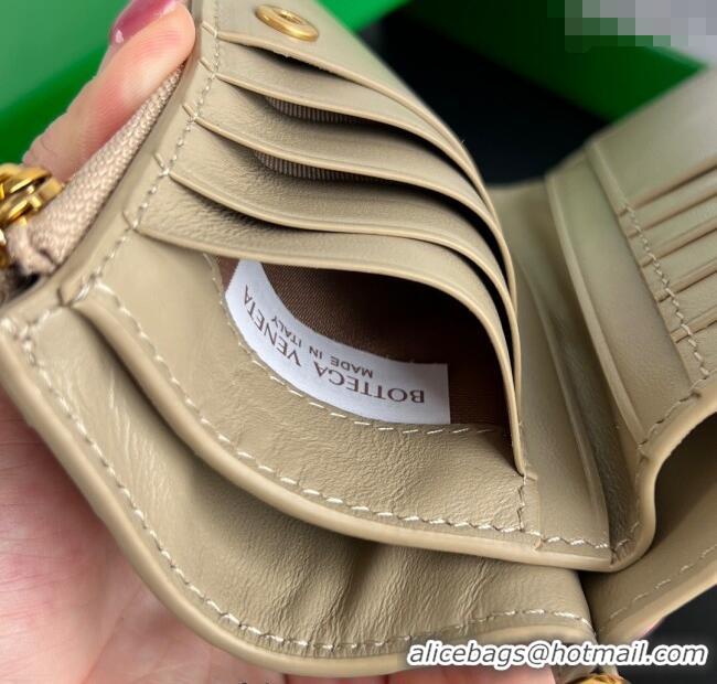 Inexpensive Bottega Veneta Solstice Medium Bi-Fold Wallet in Intrecciato Leather 806078 Beige 2025