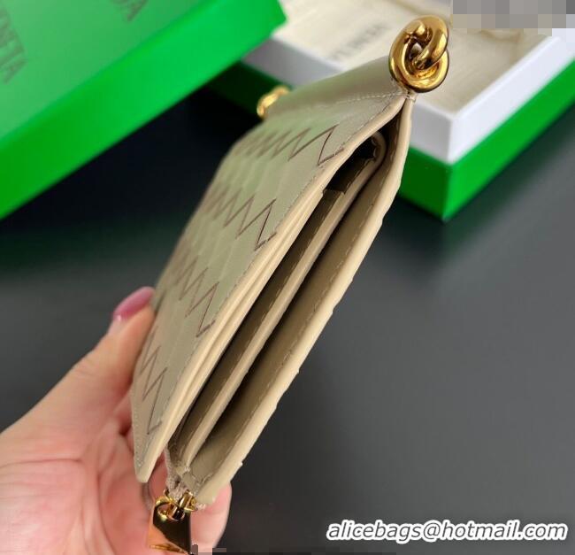 Inexpensive Bottega Veneta Solstice Medium Bi-Fold Wallet in Intrecciato Leather 806078 Beige 2025