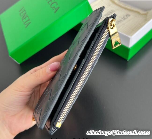 Best Price Bottega Veneta Solstice Medium Bi-Fold Wallet in Intrecciato Leather 806078 Blue 2025