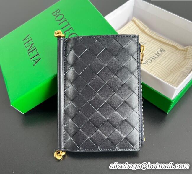 Best Price Bottega Veneta Solstice Medium Bi-Fold Wallet in Intrecciato Leather 806078 Blue 2025