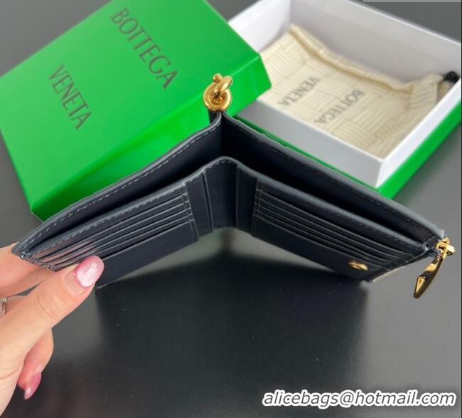 Best Price Bottega Veneta Solstice Medium Bi-Fold Wallet in Intrecciato Leather 806078 Blue 2025