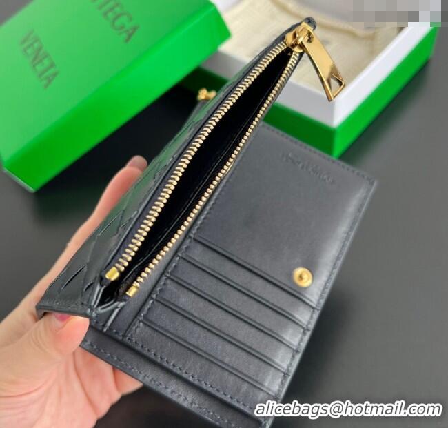 Best Price Bottega Veneta Solstice Medium Bi-Fold Wallet in Intrecciato Leather 806078 Blue 2025