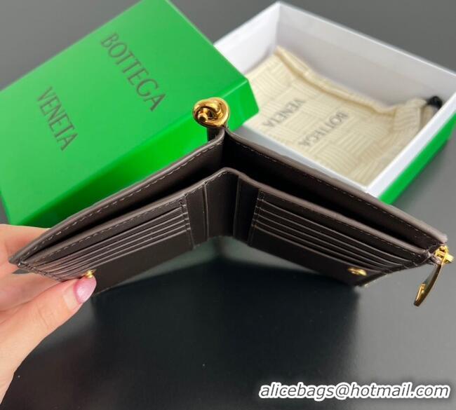 Luxury Cheap Bottega Veneta Solstice Medium Bi-Fold Wallet in Intrecciato Leather 806078 Fondant Brown 2025