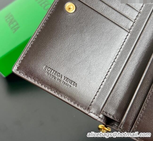 Luxury Cheap Bottega Veneta Solstice Medium Bi-Fold Wallet in Intrecciato Leather 806078 Fondant Brown 2025