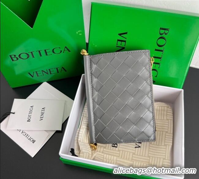 Popular Style Bottega Veneta Solstice Medium Bi-Fold Wallet in Intrecciato Leather 806078 Grey 2025