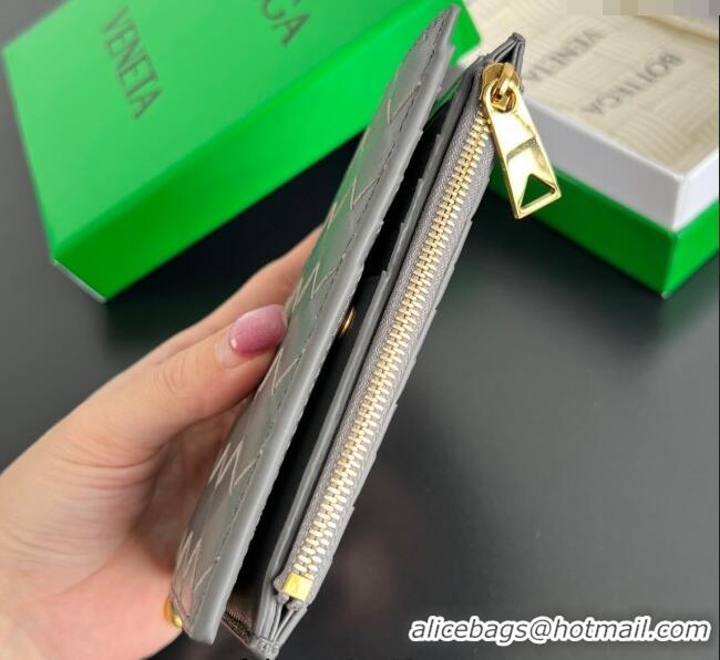 Popular Style Bottega Veneta Solstice Medium Bi-Fold Wallet in Intrecciato Leather 806078 Grey 2025