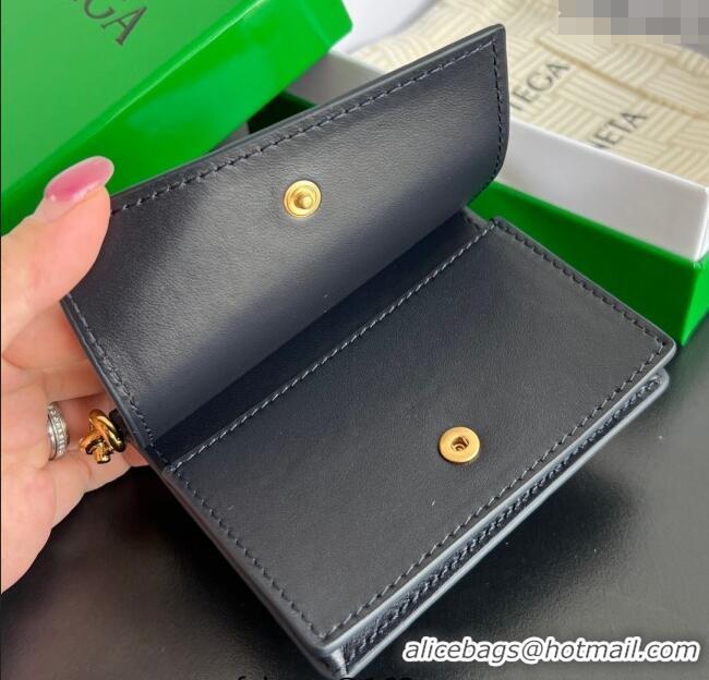 Spot Bulk Bottega Veneta Solstice Business Card Case in Intrecciato Leather 810596 Blue 2025