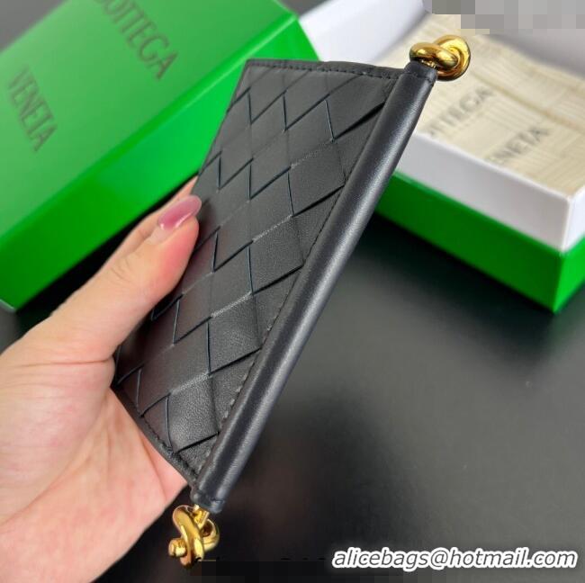 Spot Bulk Bottega Veneta Solstice Business Card Case in Intrecciato Leather 810596 Blue 2025