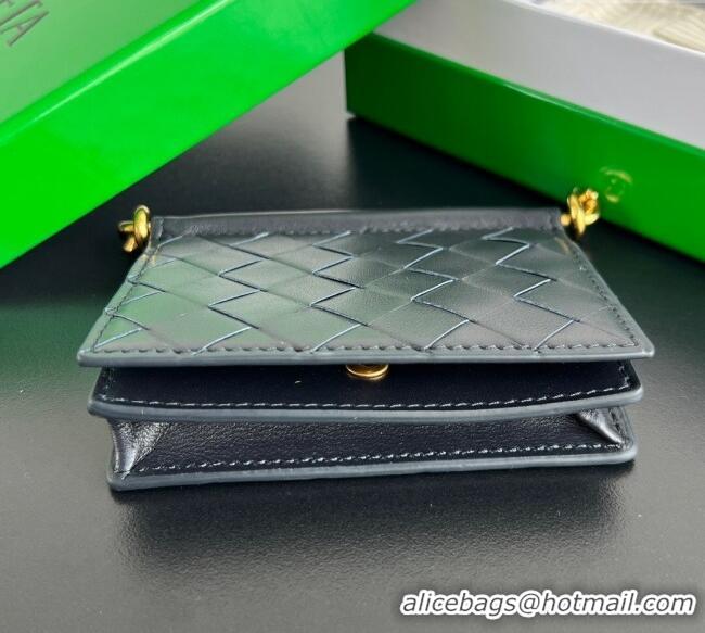 Spot Bulk Bottega Veneta Solstice Business Card Case in Intrecciato Leather 810596 Blue 2025