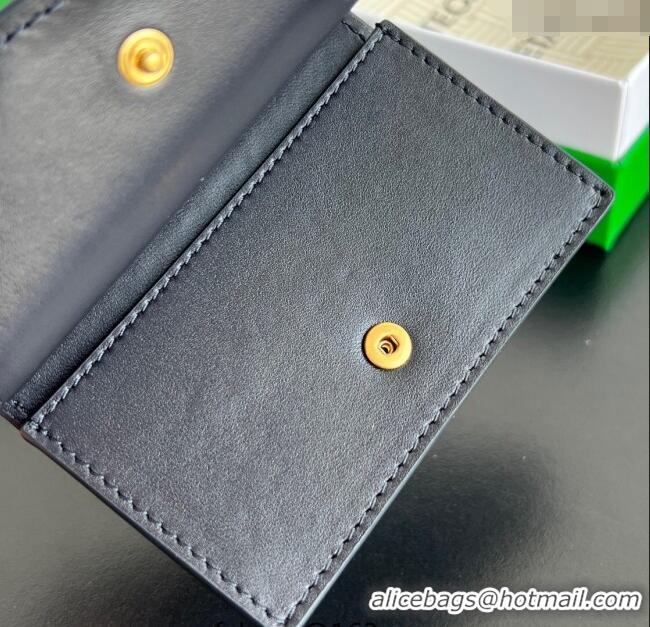 Spot Bulk Bottega Veneta Solstice Business Card Case in Intrecciato Leather 810596 Blue 2025