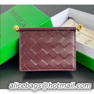 Cheap Wholesale Bottega Veneta Solstice Business Card Case in Intrecciato Leather 810596 Barolo Red 2025