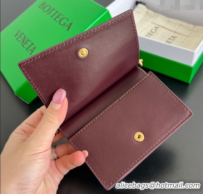 Cheap Wholesale Bottega Veneta Solstice Business Card Case in Intrecciato Leather 810596 Barolo Red 2025