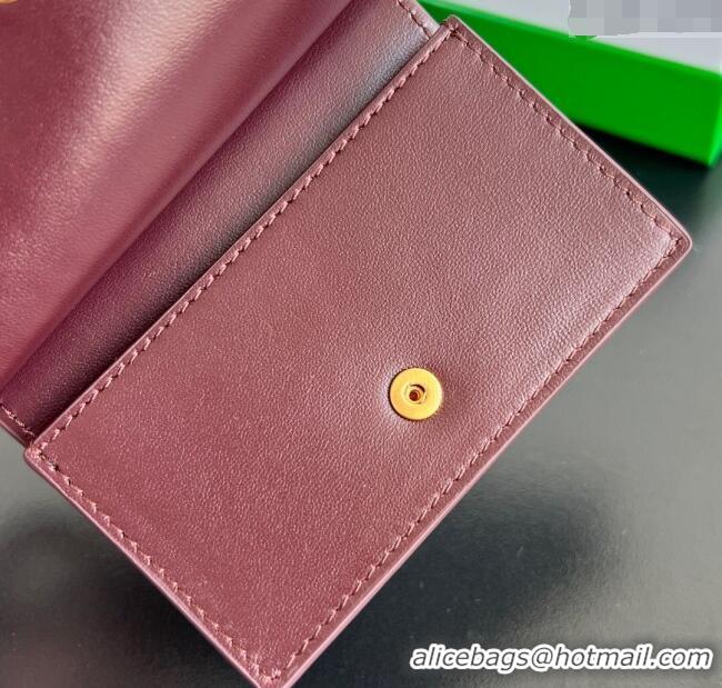 Cheap Wholesale Bottega Veneta Solstice Business Card Case in Intrecciato Leather 810596 Barolo Red 2025