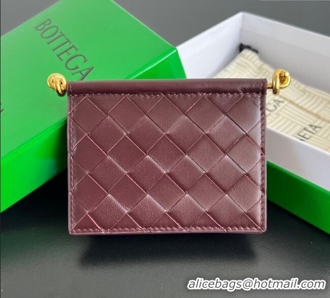 Cheap Wholesale Bottega Veneta Solstice Business Card Case in Intrecciato Leather 810596 Barolo Red 2025