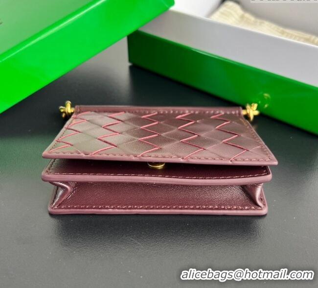 Cheap Wholesale Bottega Veneta Solstice Business Card Case in Intrecciato Leather 810596 Barolo Red 2025