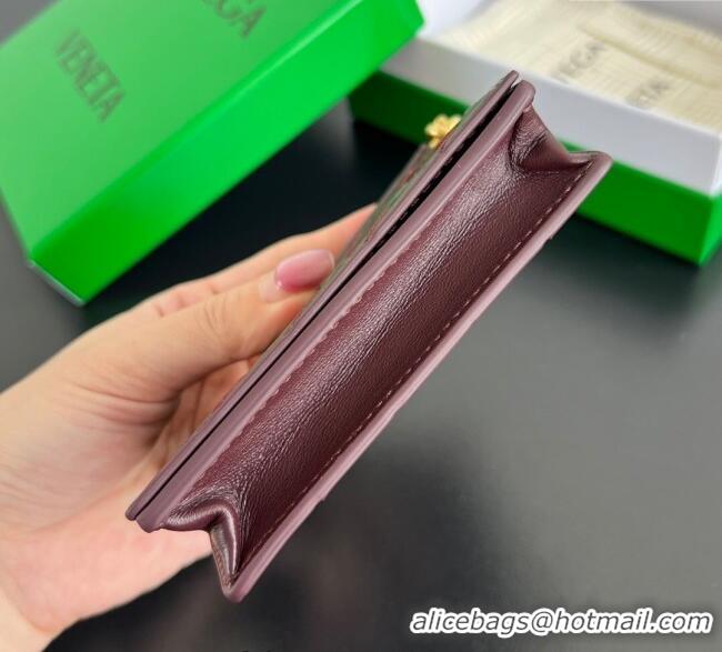 Cheap Wholesale Bottega Veneta Solstice Business Card Case in Intrecciato Leather 810596 Barolo Red 2025