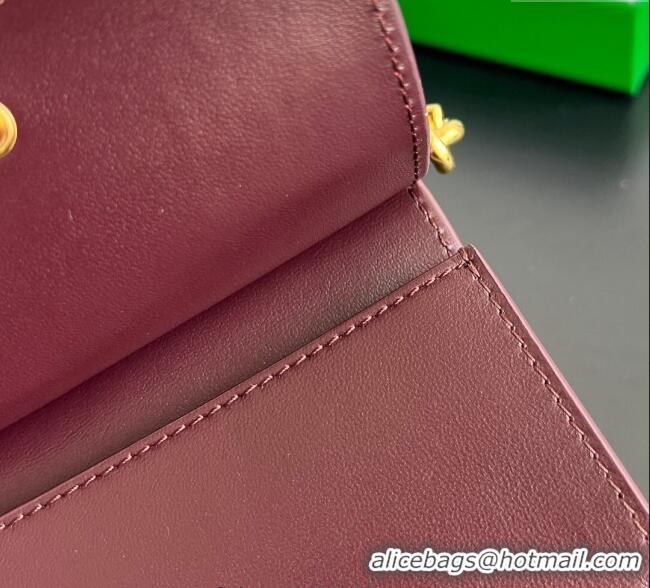 Cheap Wholesale Bottega Veneta Solstice Business Card Case in Intrecciato Leather 810596 Barolo Red 2025