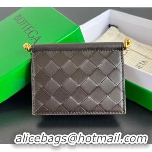 New Cheap Bottega Veneta Solstice Business Card Case in Intrecciato Leather 810596 Fondant Brown 2025