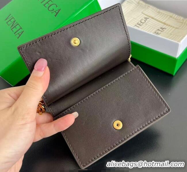 New Cheap Bottega Veneta Solstice Business Card Case in Intrecciato Leather 810596 Fondant Brown 2025