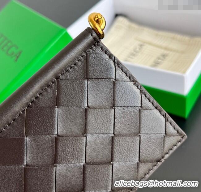 New Cheap Bottega Veneta Solstice Business Card Case in Intrecciato Leather 810596 Fondant Brown 2025