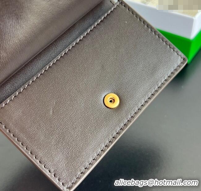 New Cheap Bottega Veneta Solstice Business Card Case in Intrecciato Leather 810596 Fondant Brown 2025