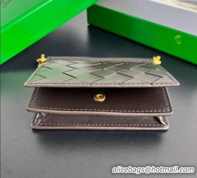 New Cheap Bottega Veneta Solstice Business Card Case in Intrecciato Leather 810596 Fondant Brown 2025