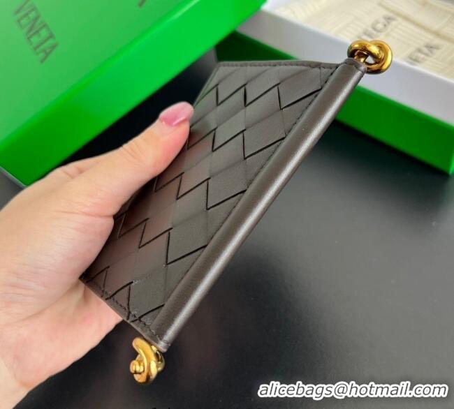 New Cheap Bottega Veneta Solstice Business Card Case in Intrecciato Leather 810596 Fondant Brown 2025