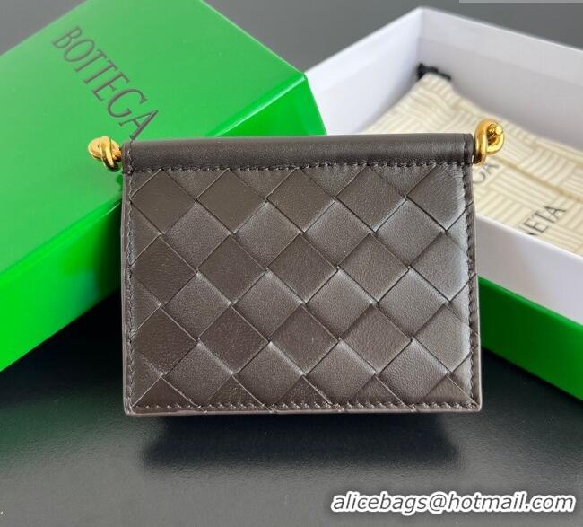 New Cheap Bottega Veneta Solstice Business Card Case in Intrecciato Leather 810596 Fondant Brown 2025