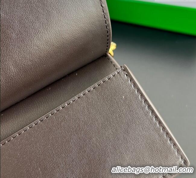 New Cheap Bottega Veneta Solstice Business Card Case in Intrecciato Leather 810596 Fondant Brown 2025