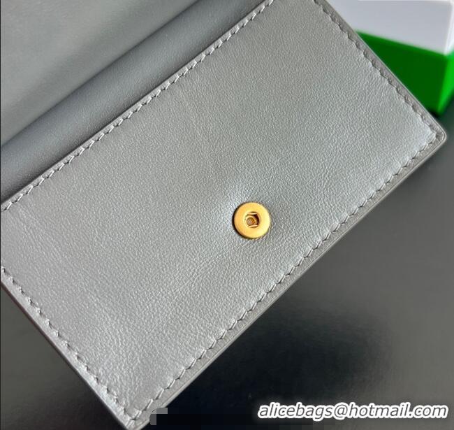 Luxury Cheap Bottega Veneta Solstice Business Card Case in Intrecciato Leather 810596 Grey 2025