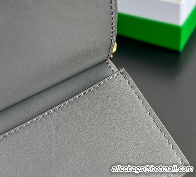 Luxury Cheap Bottega Veneta Solstice Business Card Case in Intrecciato Leather 810596 Grey 2025