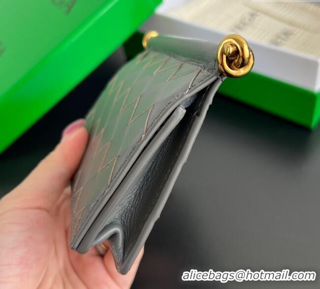 Luxury Cheap Bottega Veneta Solstice Business Card Case in Intrecciato Leather 810596 Grey 2025